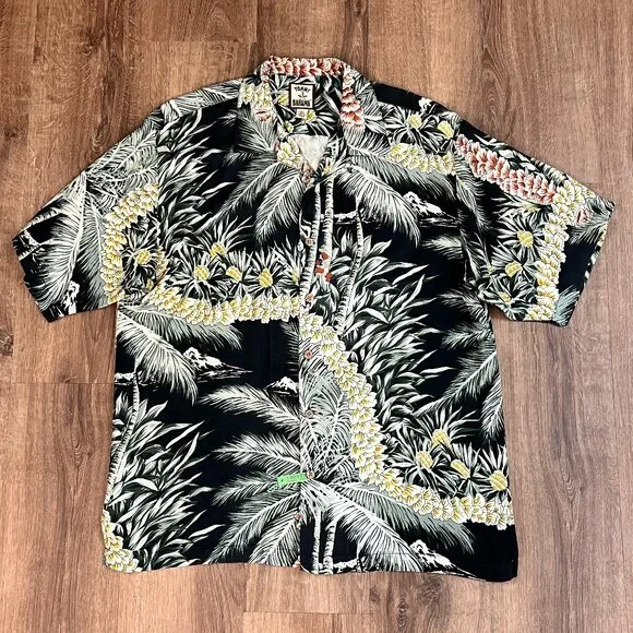 Tommy Bahama 100% Silk Hawaiian Tropic Palm Tree Tropical Camp Shirt Sz L - Picture 3 of 10